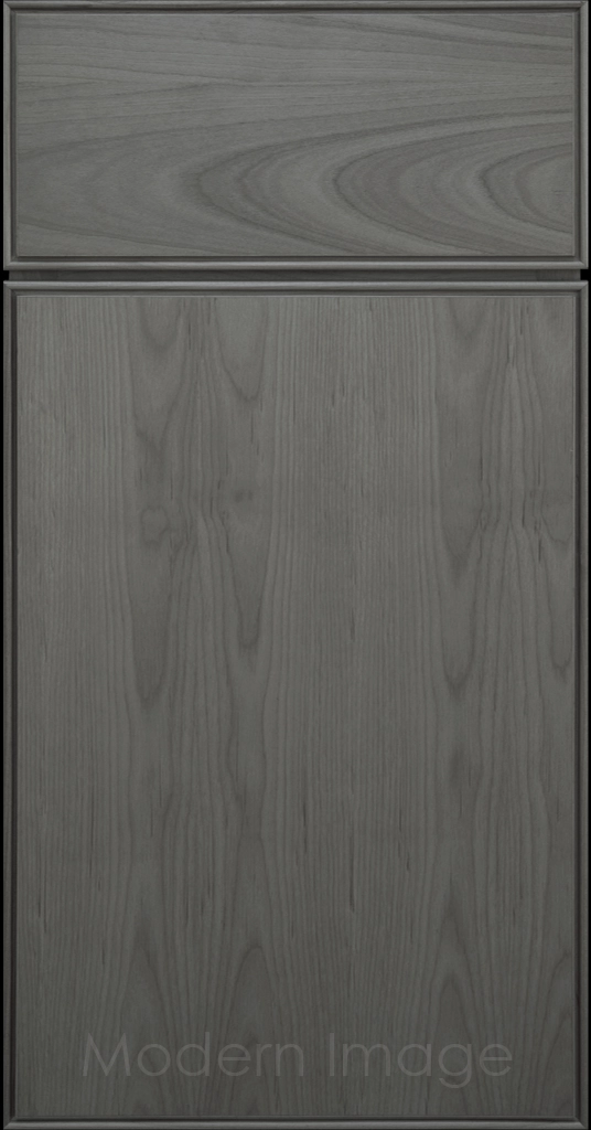 Dallas Pewter stain slim shaker cabinet, featuring narrow stiles, rails, and a distinct groove around the flat panel.